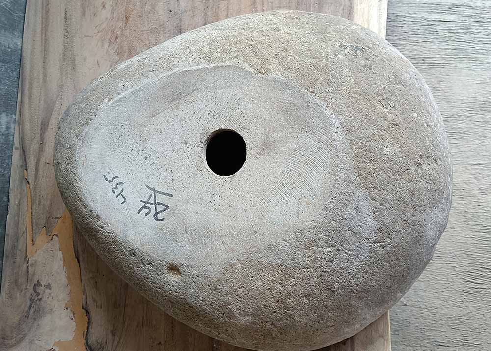 Bottom of natural stone sink with visible drain hole – 6435-5040
