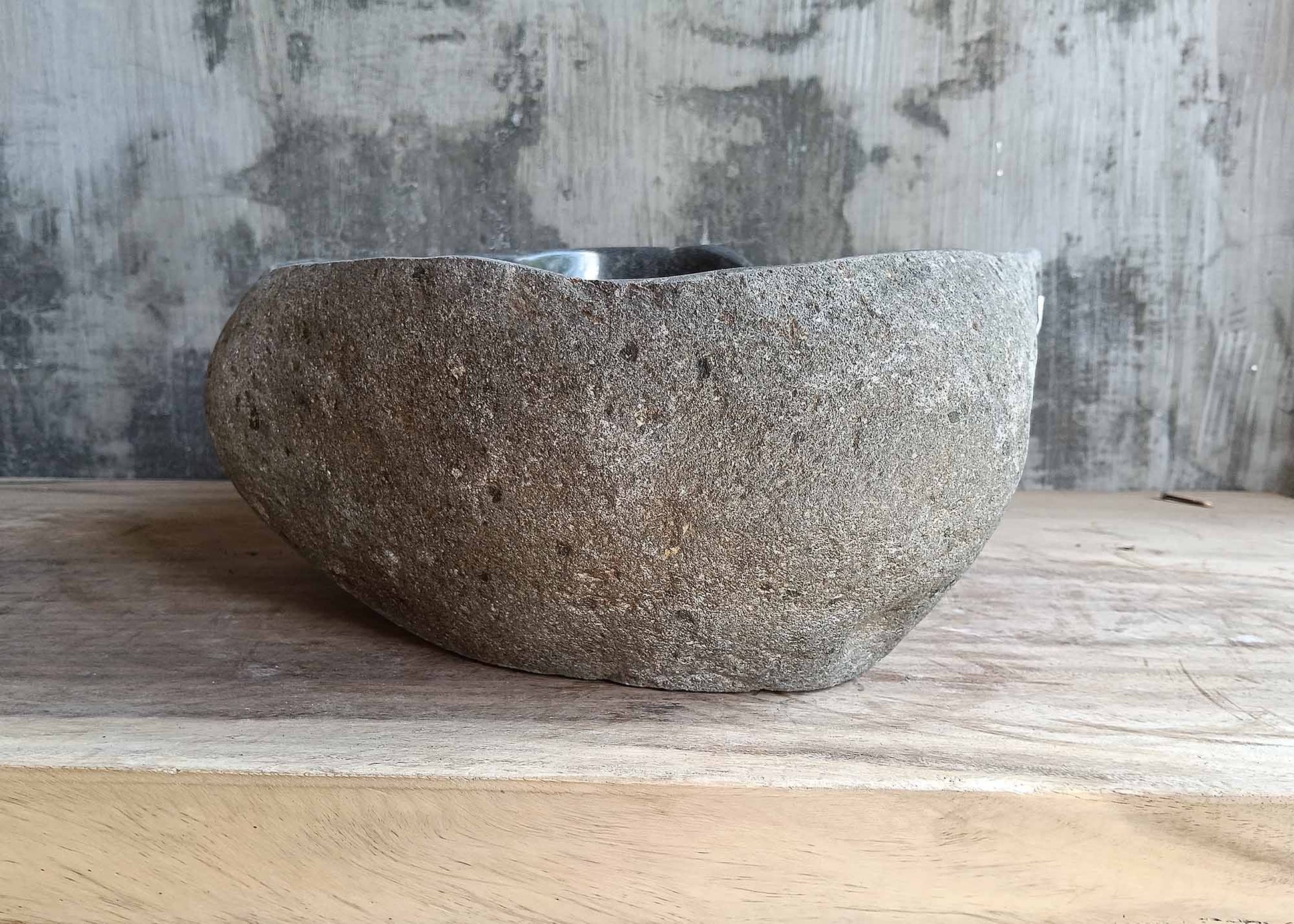 Left angle of river sink 6445-4236 showing smooth gray bowl and curved edge
