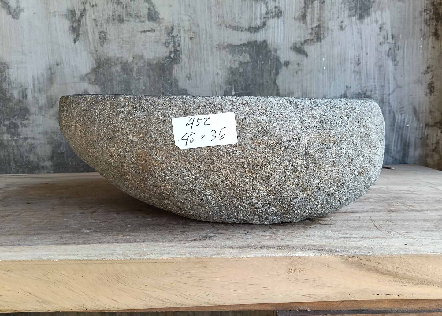 Front view of natural stone sink 6452-4536 showing rough textured exterior

