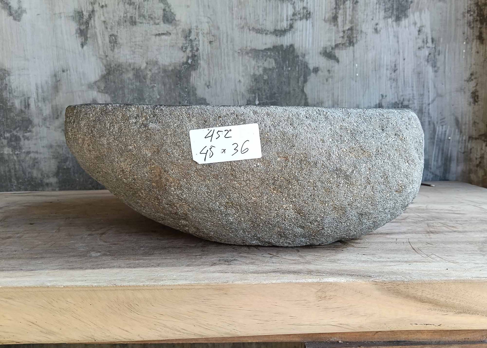 Front view of natural stone sink 6452-4536 showing rough textured exterior
