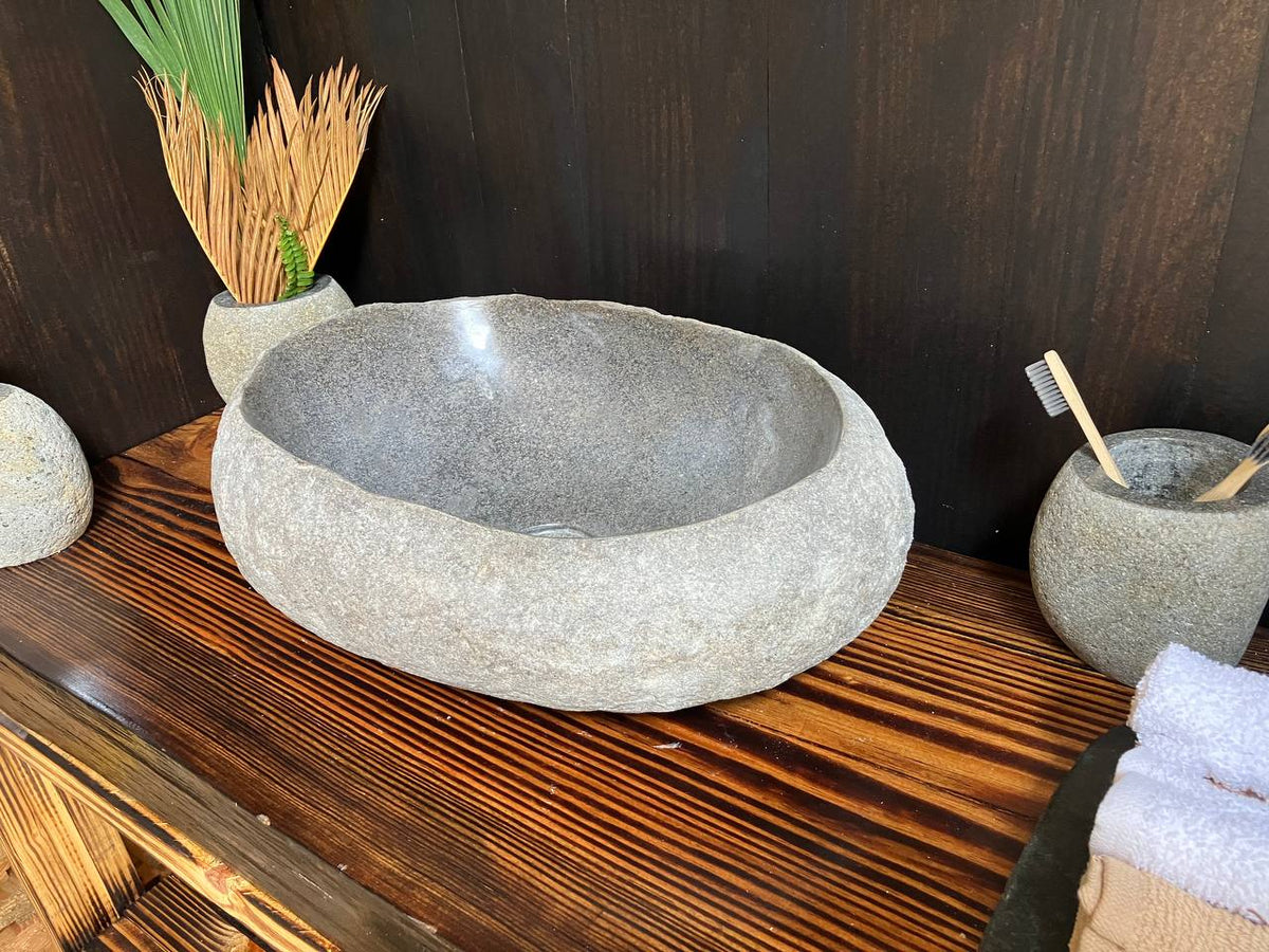 Natural River Stone Vessel Sink – 18″ × 13″ × 6.5″ – RSS-038