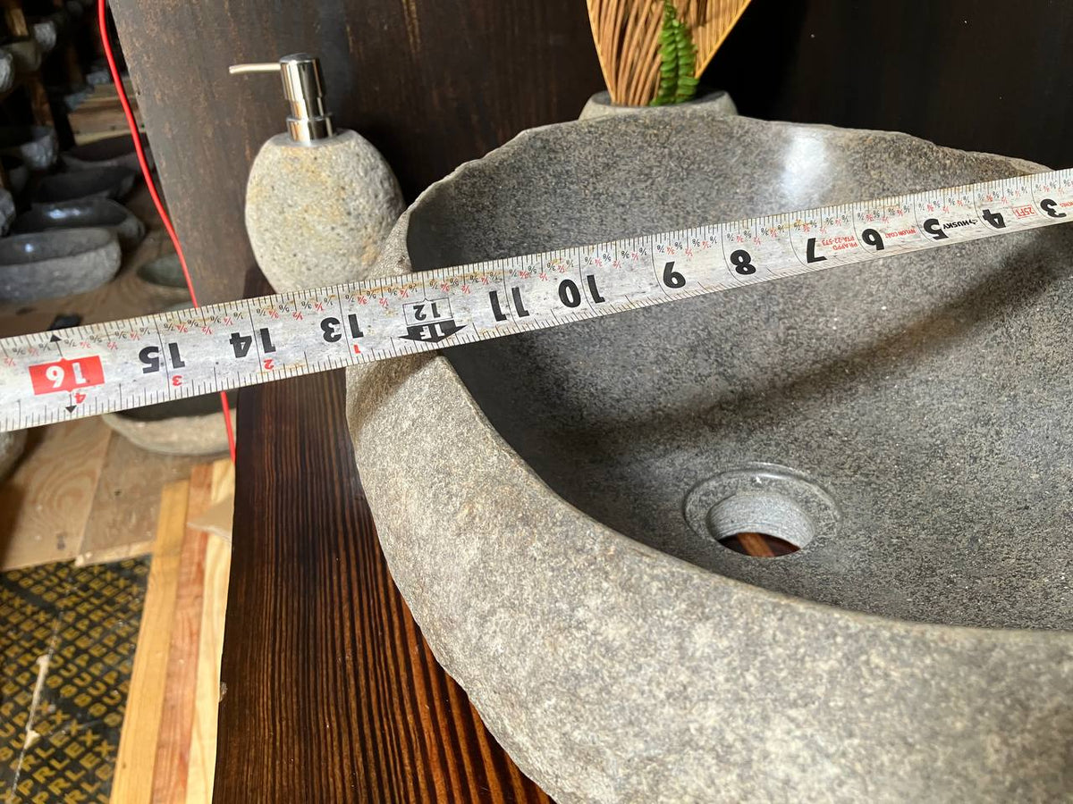 Width measurement of 13 inch river stone sink RSS-038
