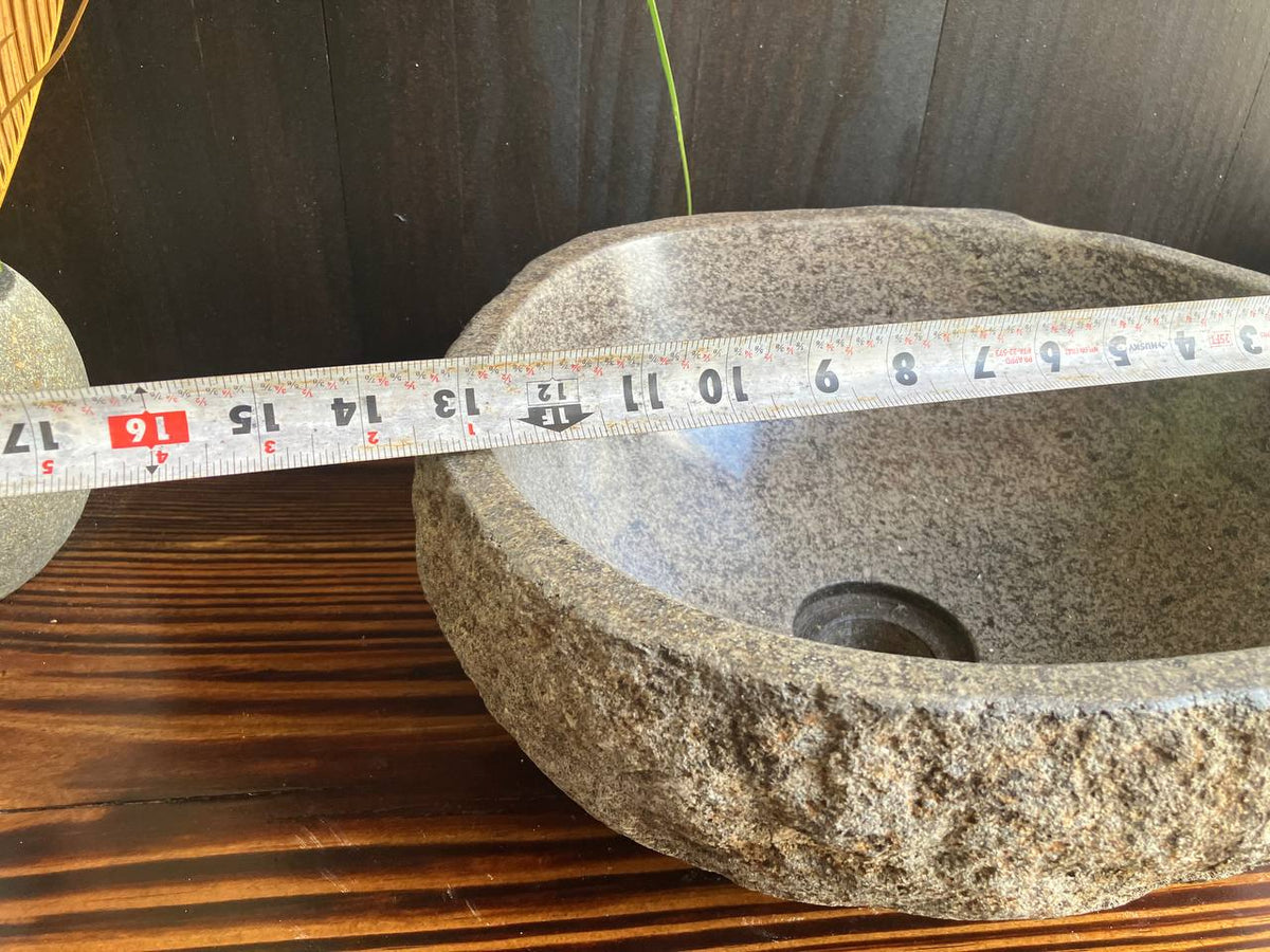 Length measurement of 13.5 inch river stone sink RSS-045
