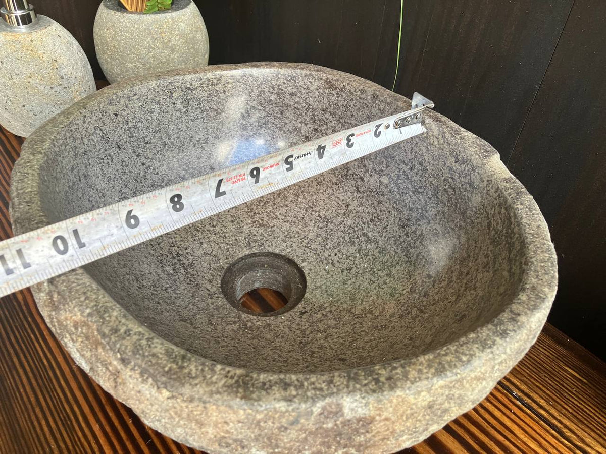 Natural River Stone Vessel Sink – 13.5″ × 11.5″ × 5.75″ – RSS-045