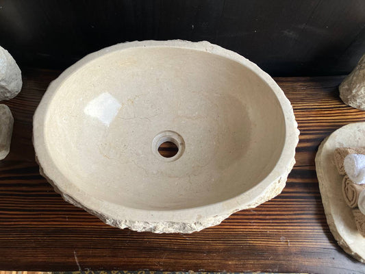 Marble stone vessel sink MSS009 top view