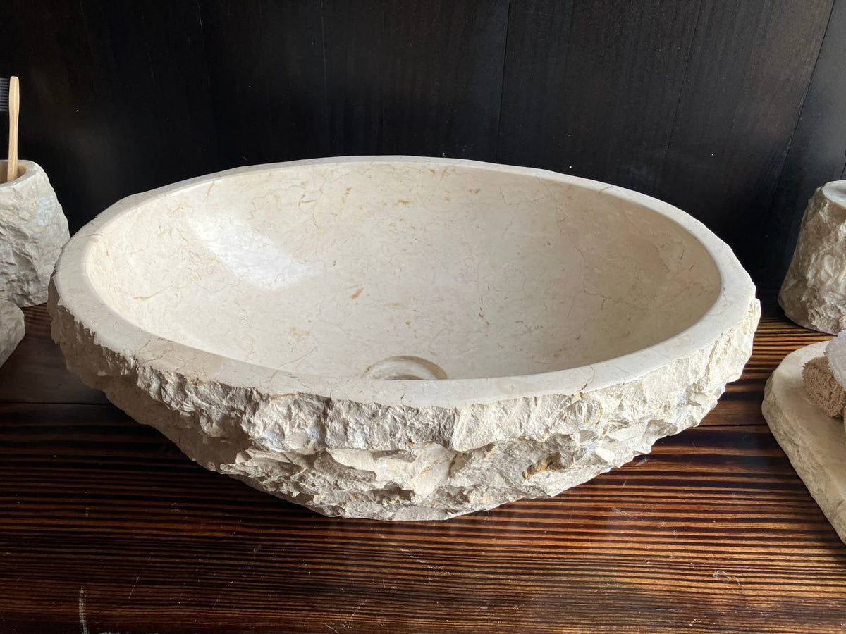 Natural marble sink MSS002 polished interior