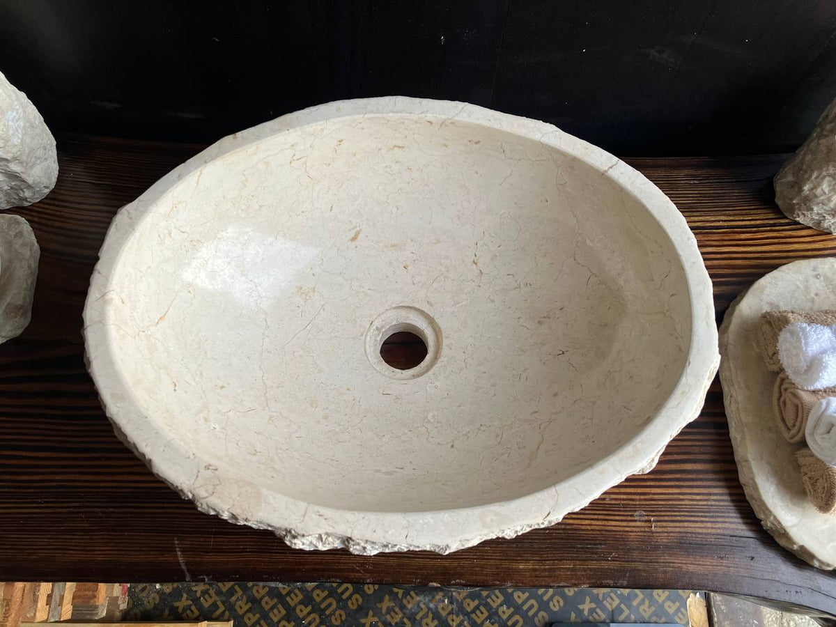 Marble stone vessel sink MSS002 top view