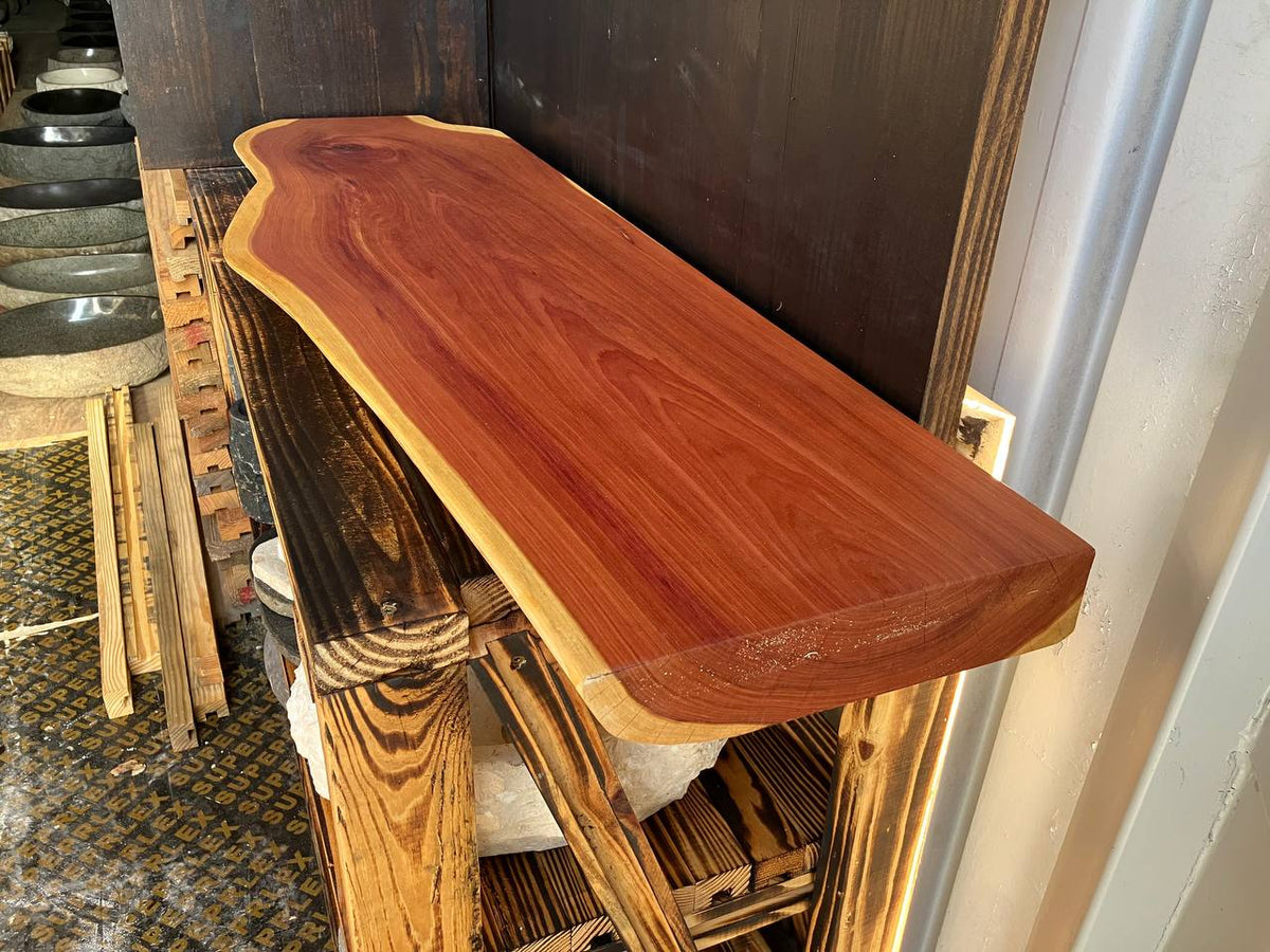 Live Edge Vanity Top LEVT-002 – Cedar – 48.25″ × 14.5–16″