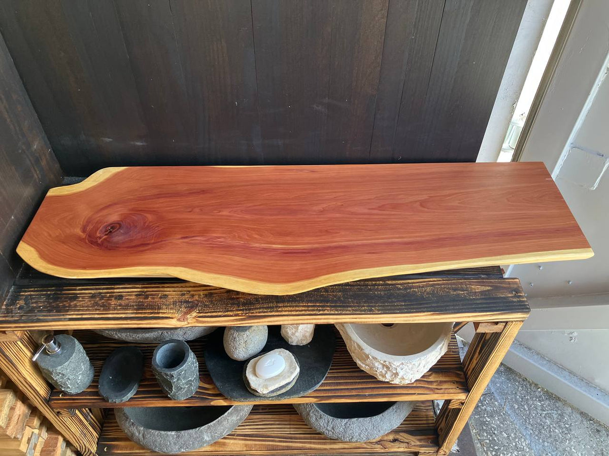 Live Edge Vanity Top LEVT-002 – Cedar – 48.25″ × 14.5–16″