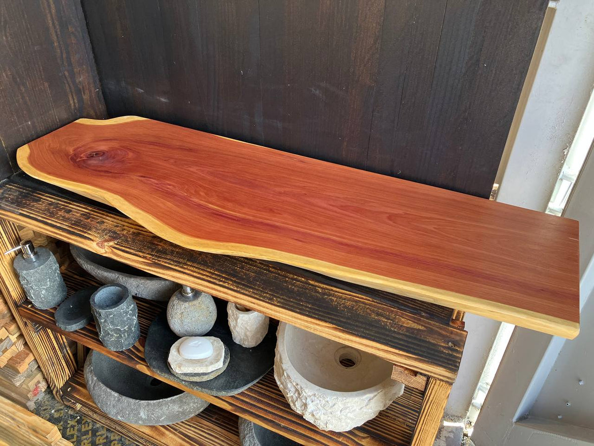 Live Edge Vanity Top LEVT-002 – Cedar – 48.25″ × 14.5–16″