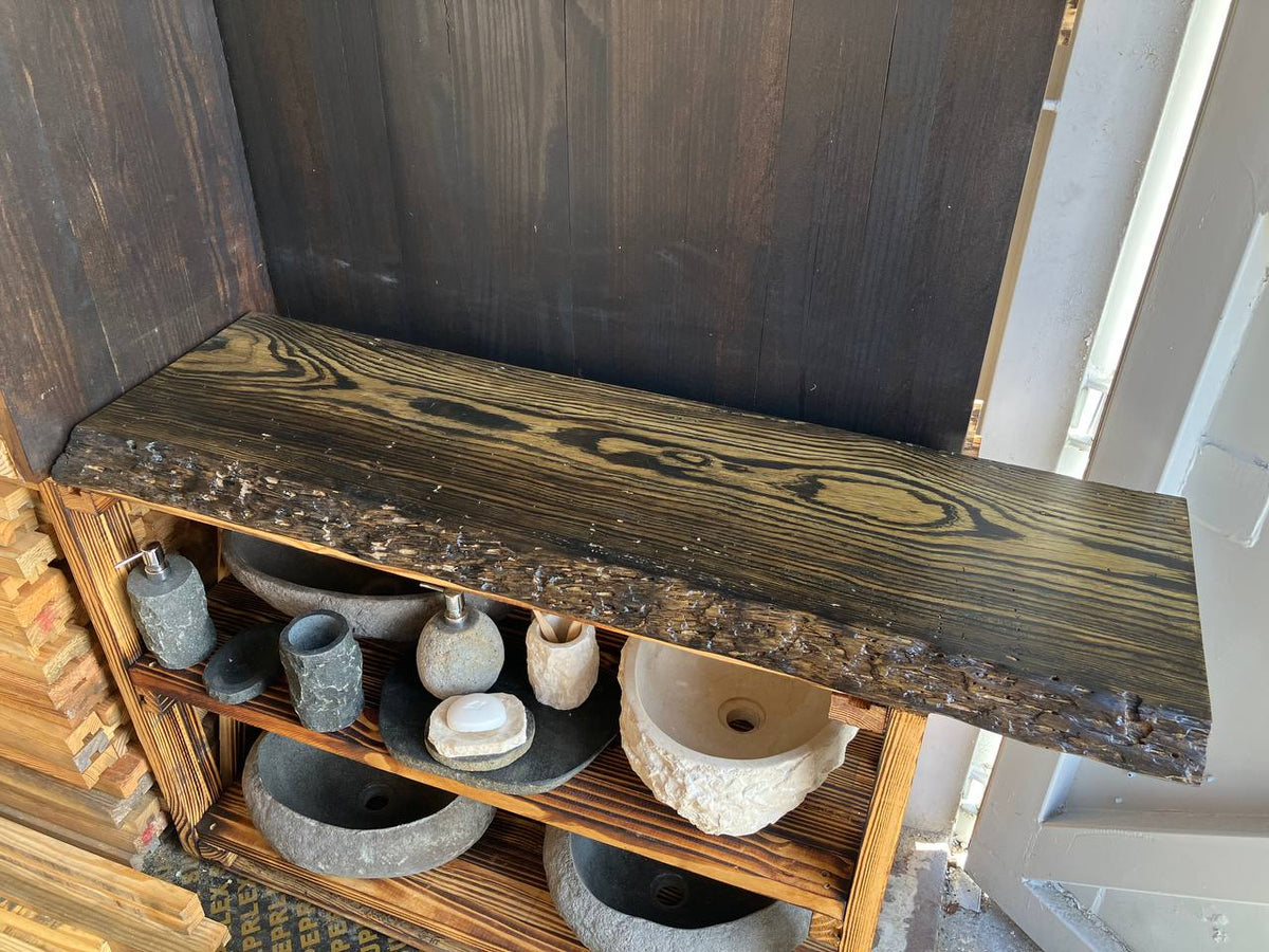 Live Edge Vanity Top LEVT-005 – Charred Pine – 14″ × 51.75″