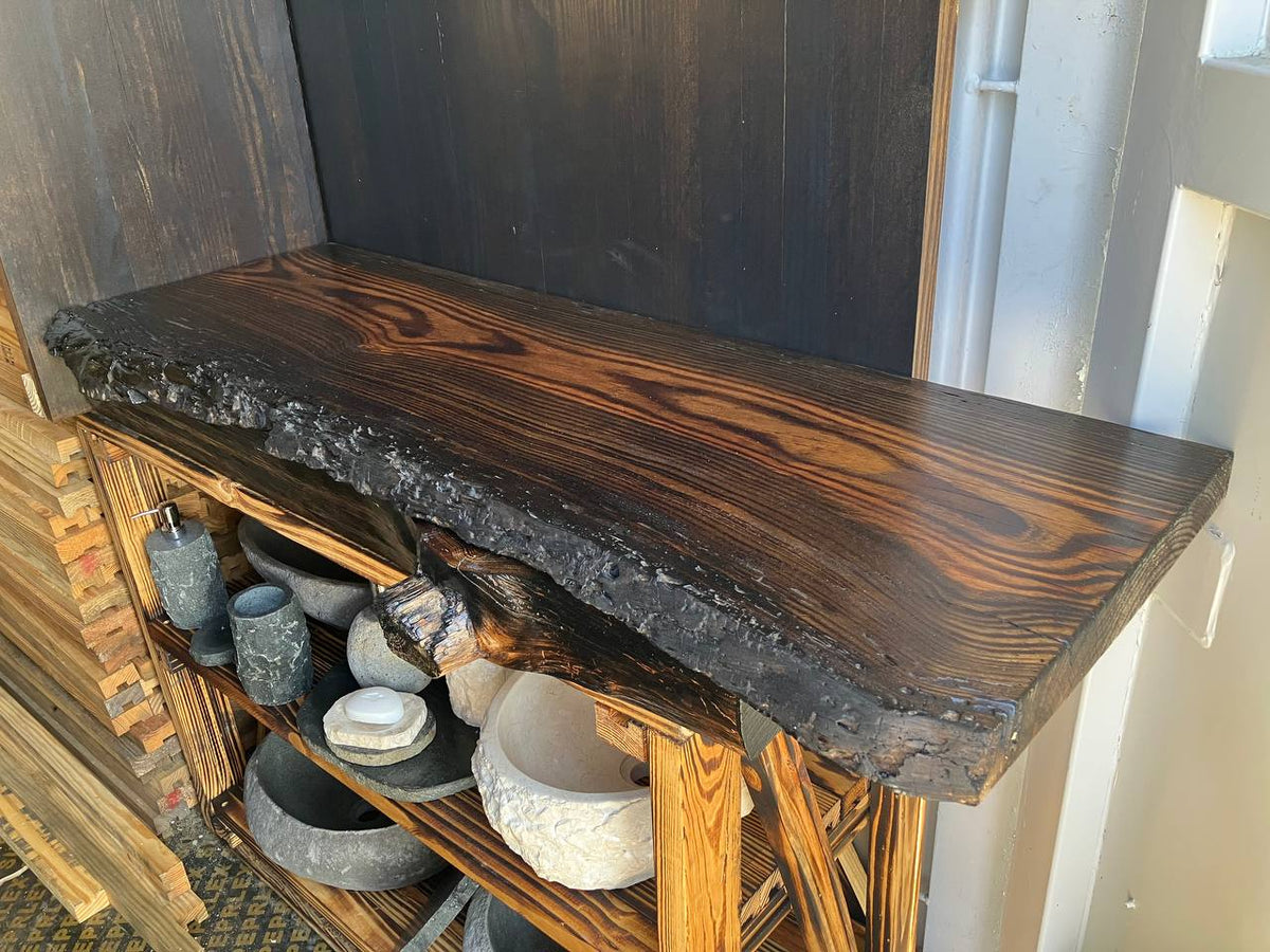 Live Edge Vanity Top LEVT-006 | Charred Pine | 53.5" × 17" × 1 7/8"