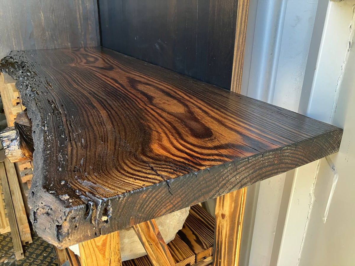 Live Edge Vanity Top LEVT-006 | Charred Pine | 53.5" × 17" × 1 7/8"