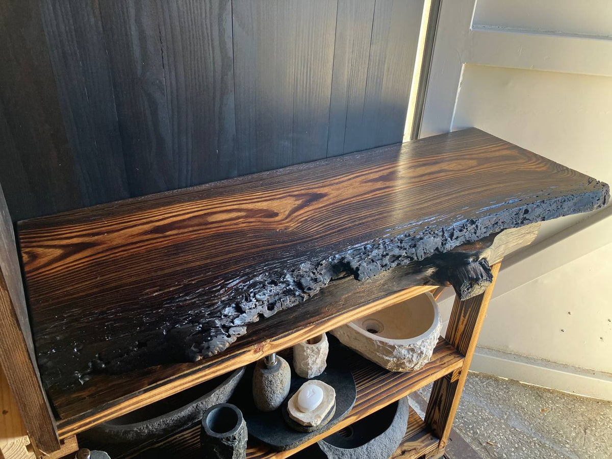 Live Edge Vanity Top LEVT-006 | Charred Pine | 53.5" × 17" × 1 7/8"