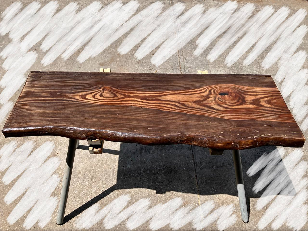 Pine live edge vanity top LEVT-007 with dark walnut finish
