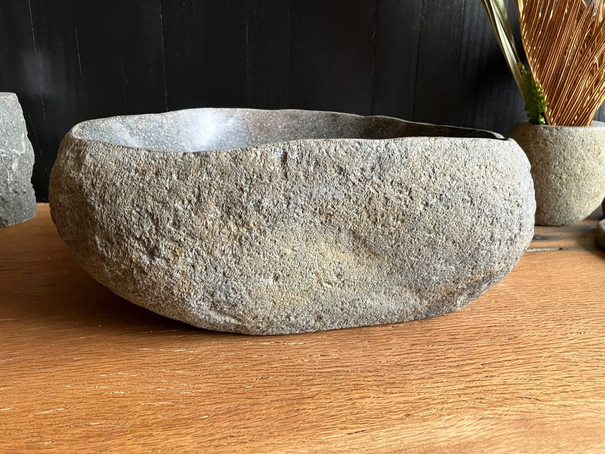 Dark Gray Natural River Stone Vessel Sink – RSS-050