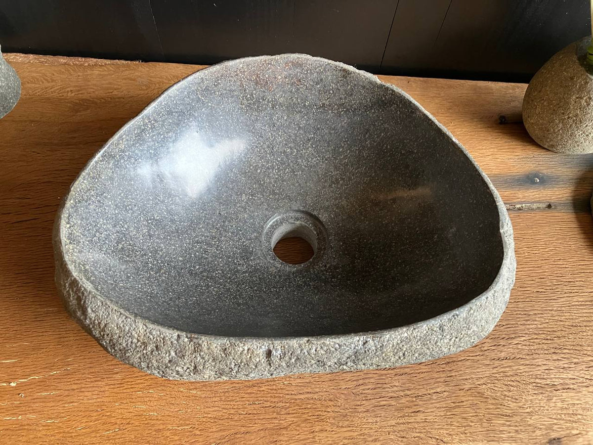 Dark Gray Natural River Stone Vessel Sink – RSS-050