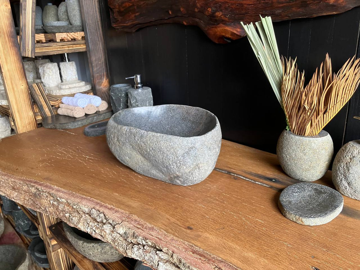Dark Gray Natural River Stone Vessel Sink – RSS-050