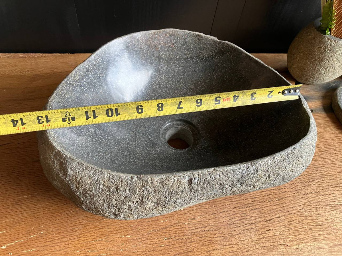 Dark Gray Natural River Stone Vessel Sink – RSS-050