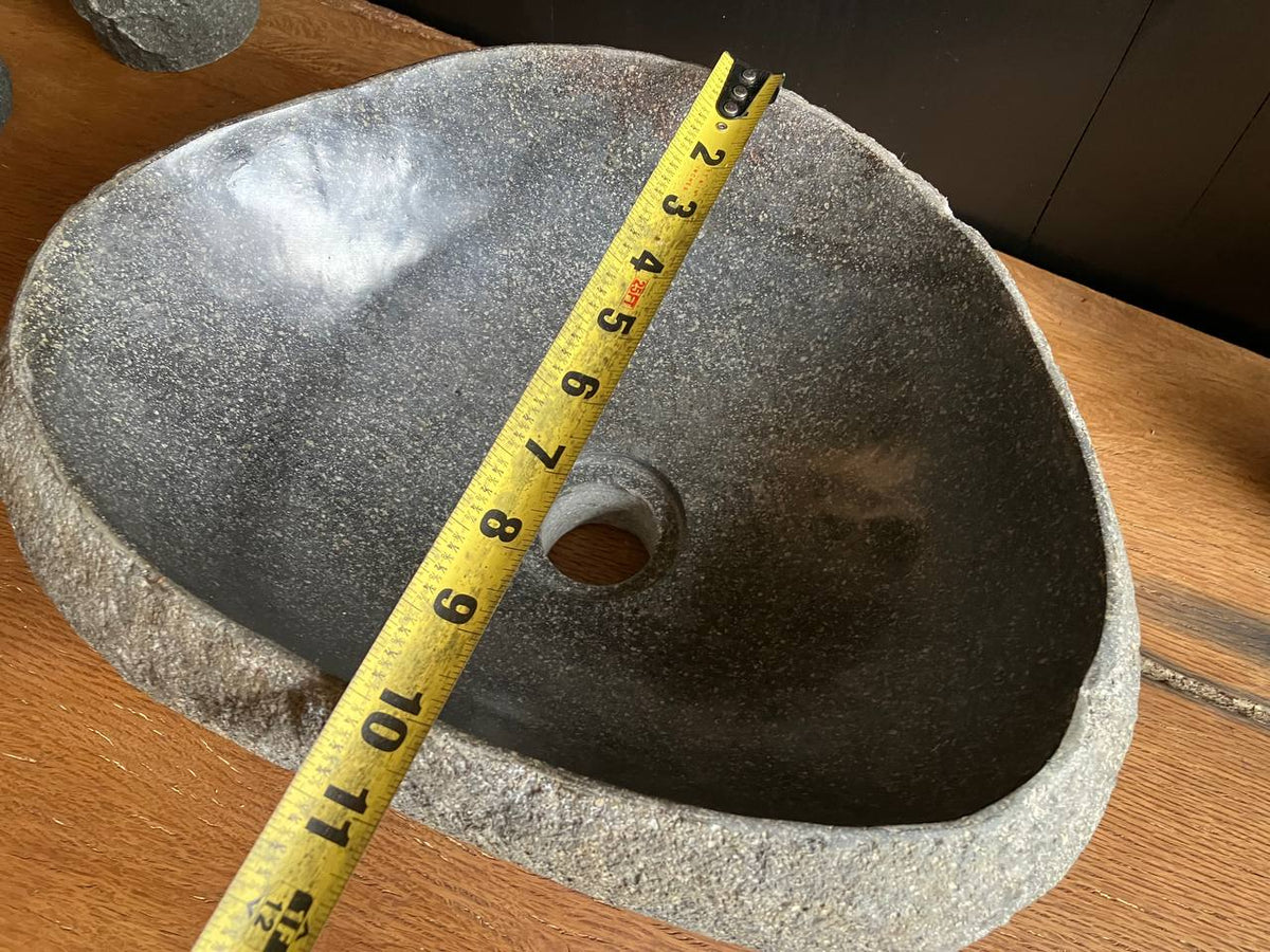 Dark Gray Natural River Stone Vessel Sink – RSS-050