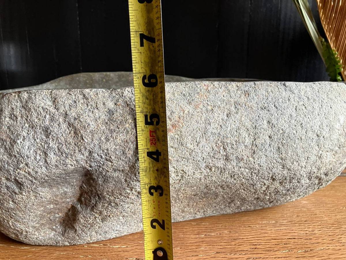 Elongated Dark Gray River Stone Vessel Sink – RSS-052