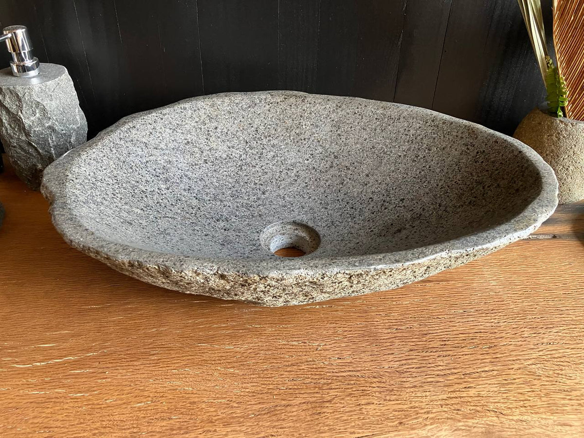 Wide Light Gray River Stone Vessel Sink – RSS-055