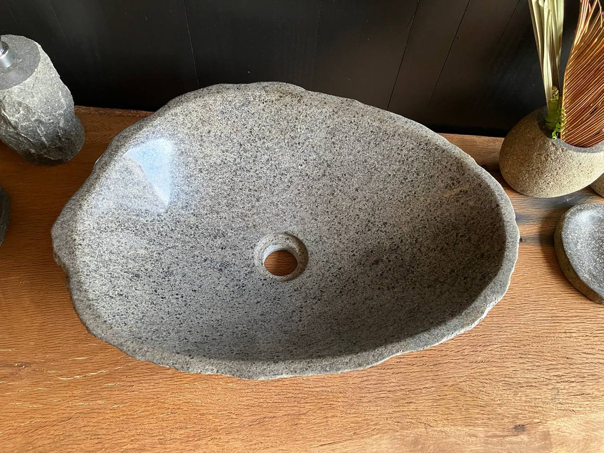 Wide Light Gray River Stone Vessel Sink – RSS-055