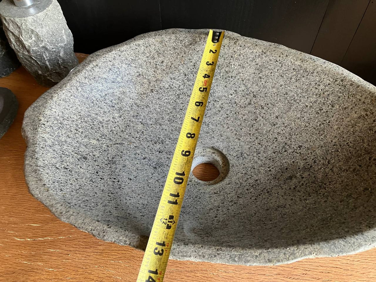 Wide Light Gray River Stone Vessel Sink – RSS-055