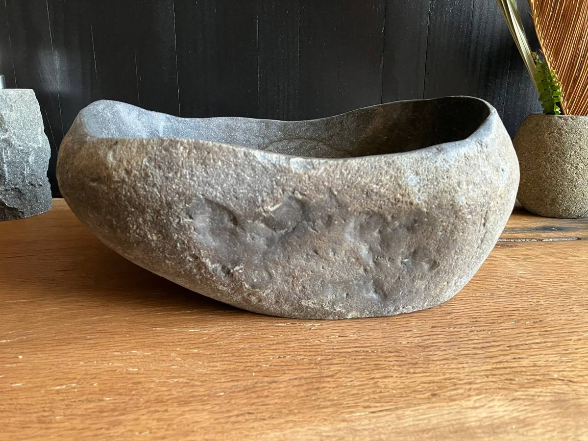 Dark Gray Organic River Stone Vessel Sink – RSS-056