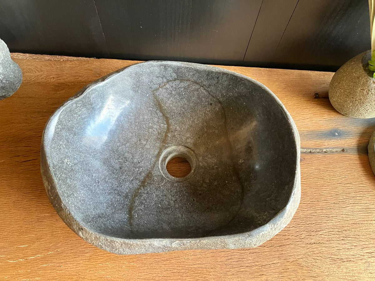 Dark Gray Organic River Stone Vessel Sink – RSS-056
