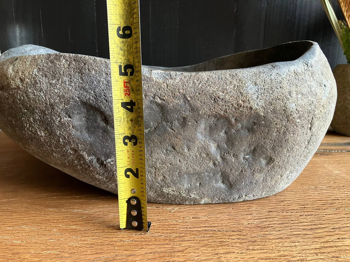 Dark Gray Organic River Stone Vessel Sink – RSS-056