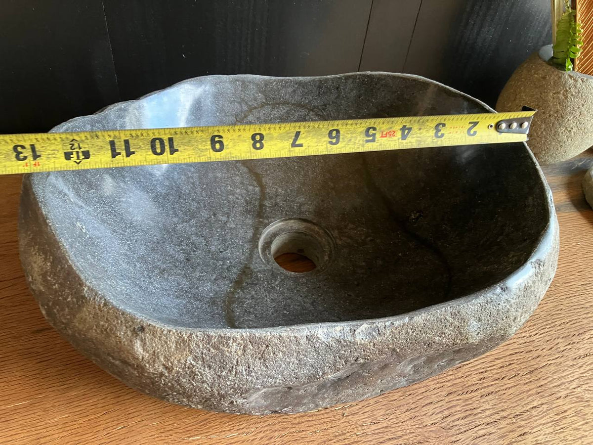 Dark Gray Organic River Stone Vessel Sink – RSS-056
