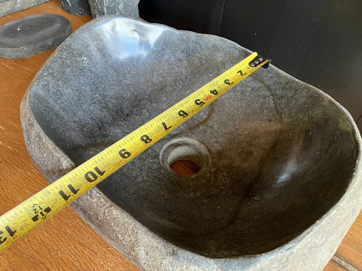 Dark Gray Organic River Stone Vessel Sink – RSS-056