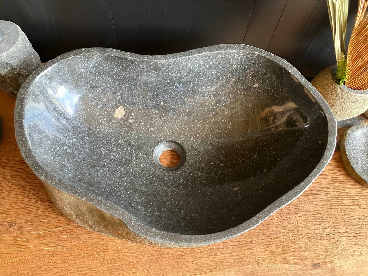 Large Dark Gray River Stone Vessel Sink – RSS-058