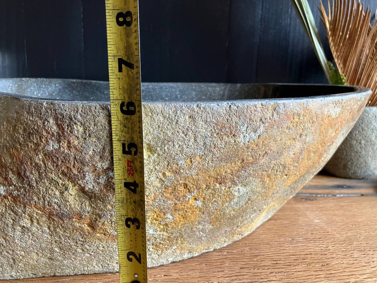 Large Dark Gray River Stone Vessel Sink – RSS-058