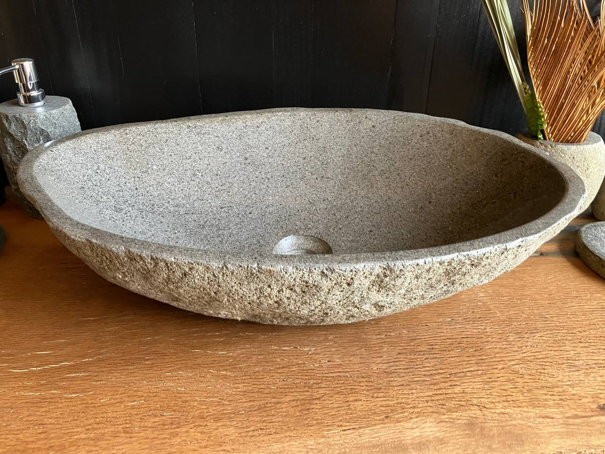 Large Light Gray River Stone Vessel Sink – RSS-059