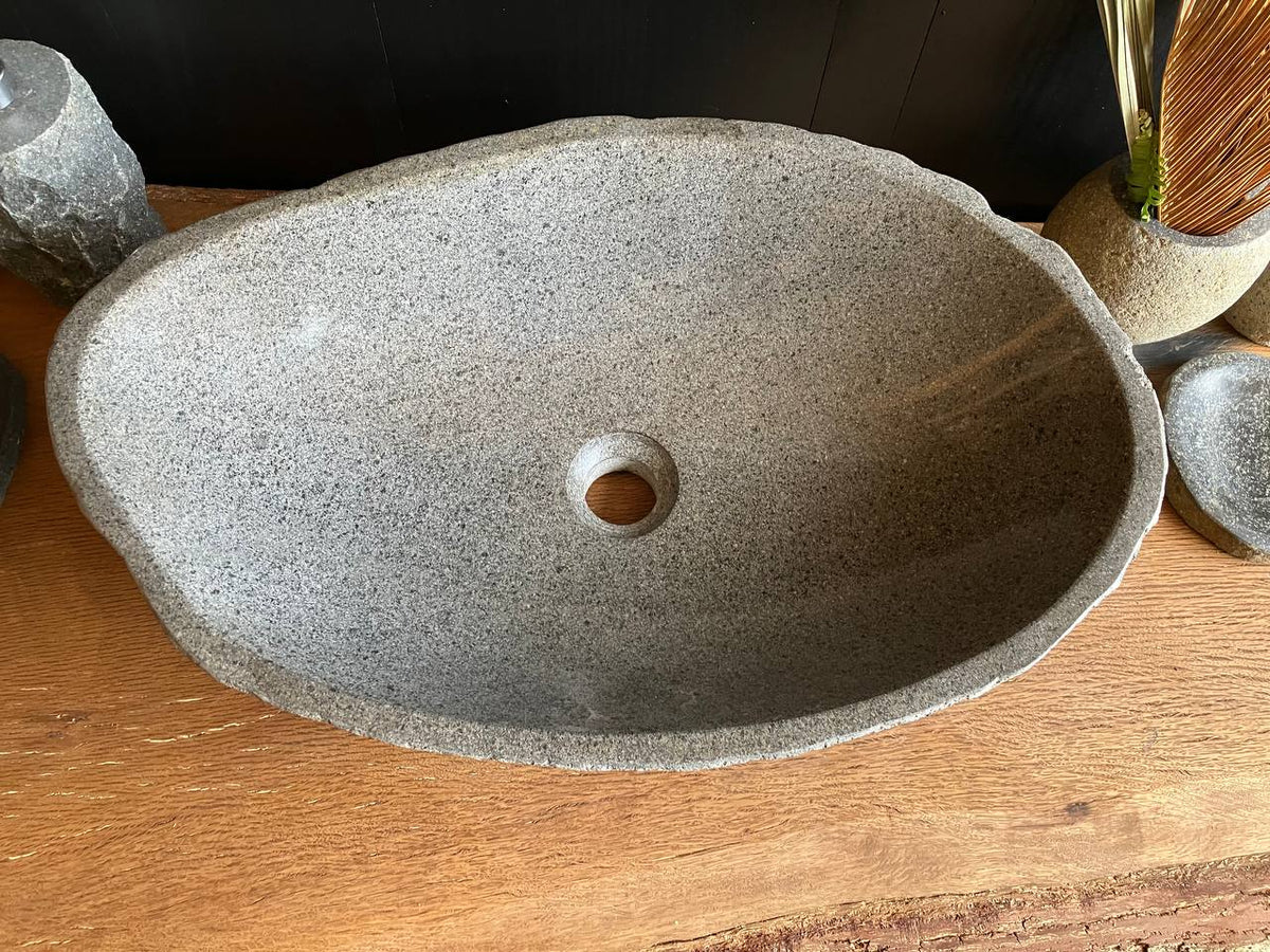 Large Light Gray River Stone Vessel Sink – RSS-059
