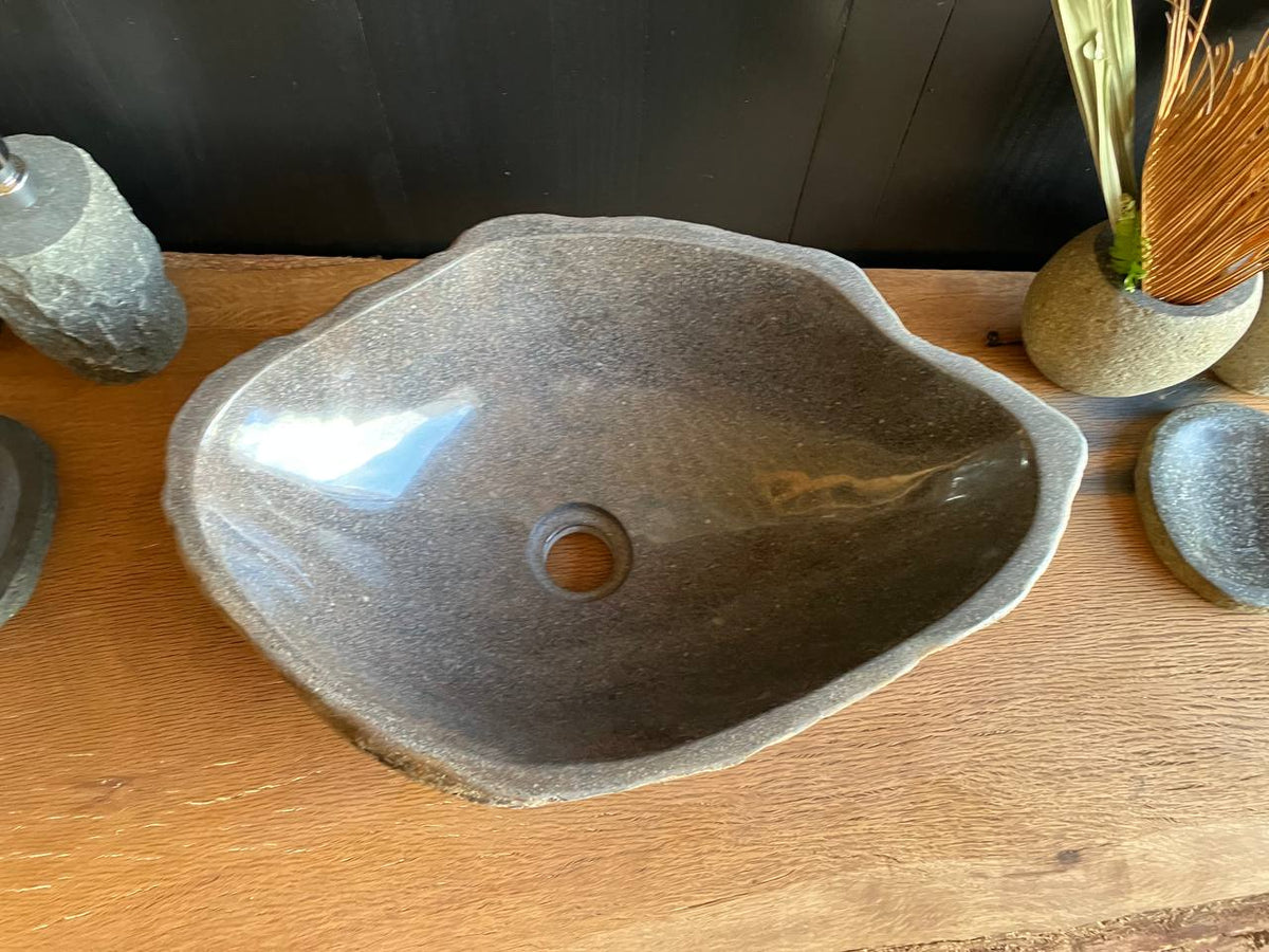Medium natural river stone vessel sink 19.5 x 13 inches – RSS-065