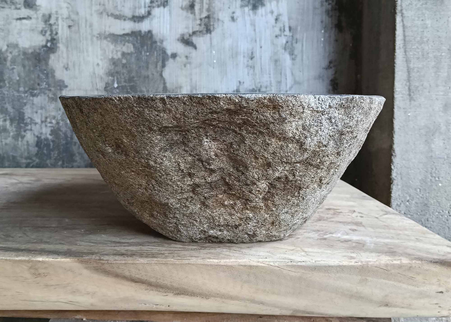 Left angle of river stone sink 6506-4632 with high wall and tapered base
