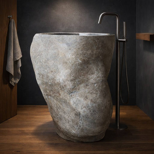 River Stone Pedestal Sink | RSP75.50.90-29.19