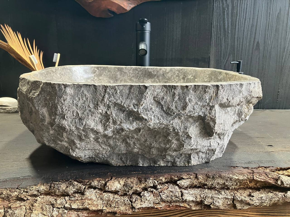 Gray Marble Vessel Sink GMS-039