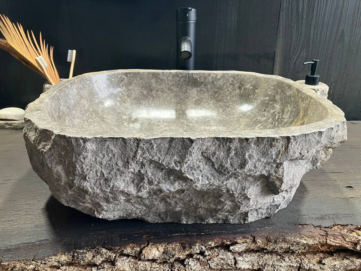 Gray Marble Vessel Sink GMS-039