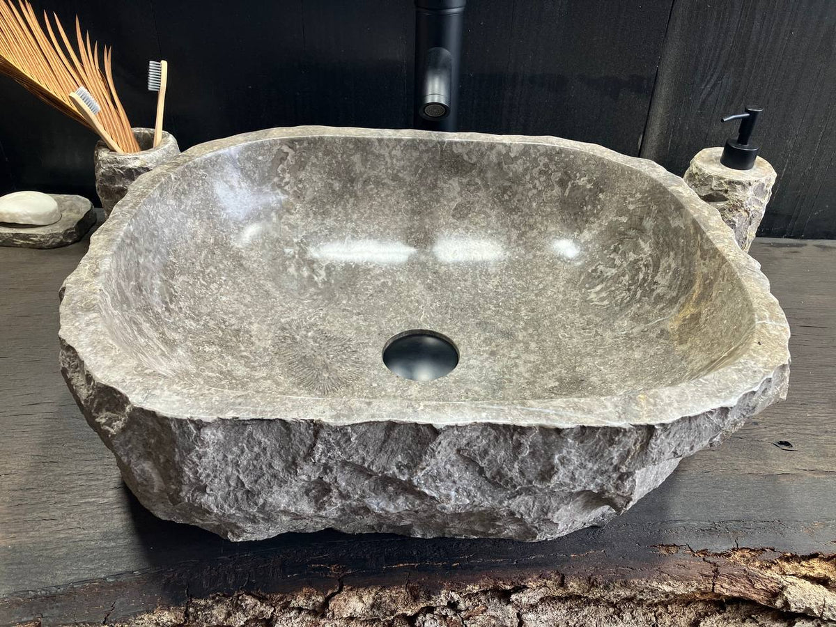 Gray Marble Vessel Sink GMS-039