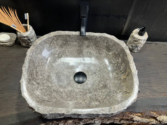 Gray Marble Vessel Sink GMS-039