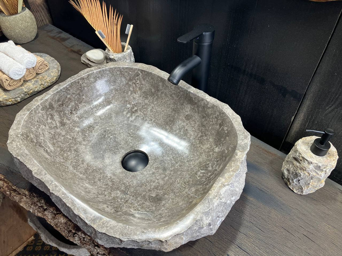 Gray Marble Vessel Sink GMS-039