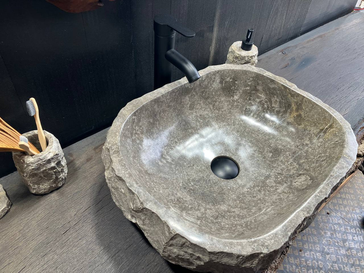Gray Marble Vessel Sink GMS-039