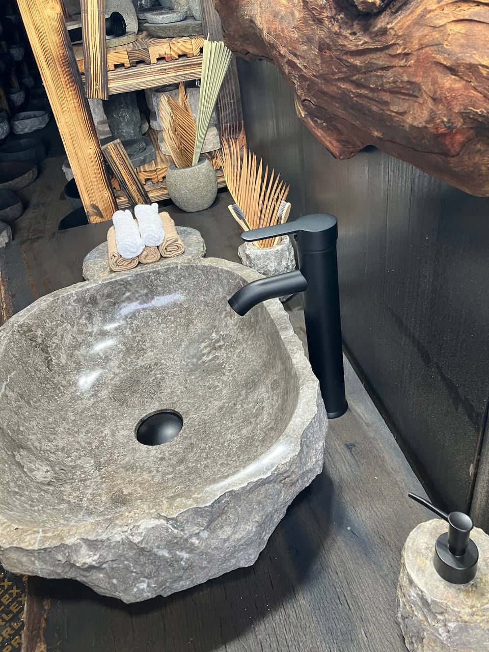 Gray Marble Vessel Sink GMS-039
