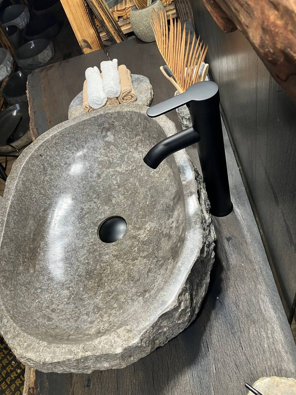Gray Marble Vessel Sink GMS-037