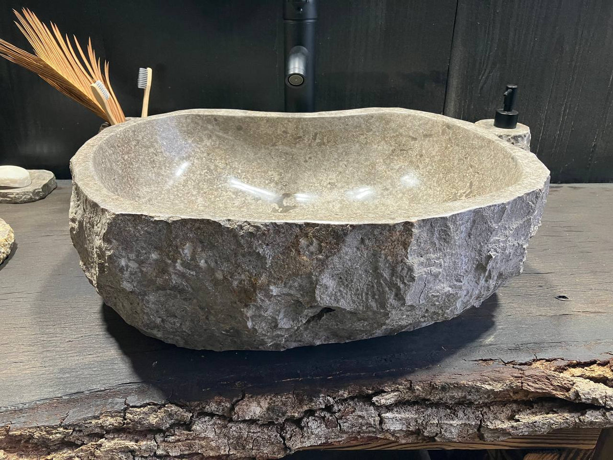 Gray Marble Vessel Sink GMS-114