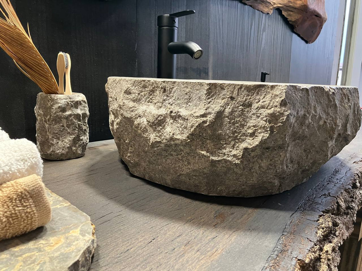 Gray Marble Vessel Sink GMS-114